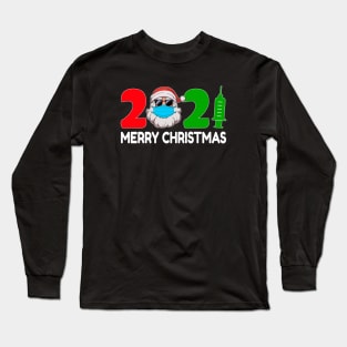 Vaccinated Merry Christmas 2021 Perfect Pajamas Family Long Sleeve T-Shirt